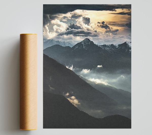 Gray Mountains In Mist Print