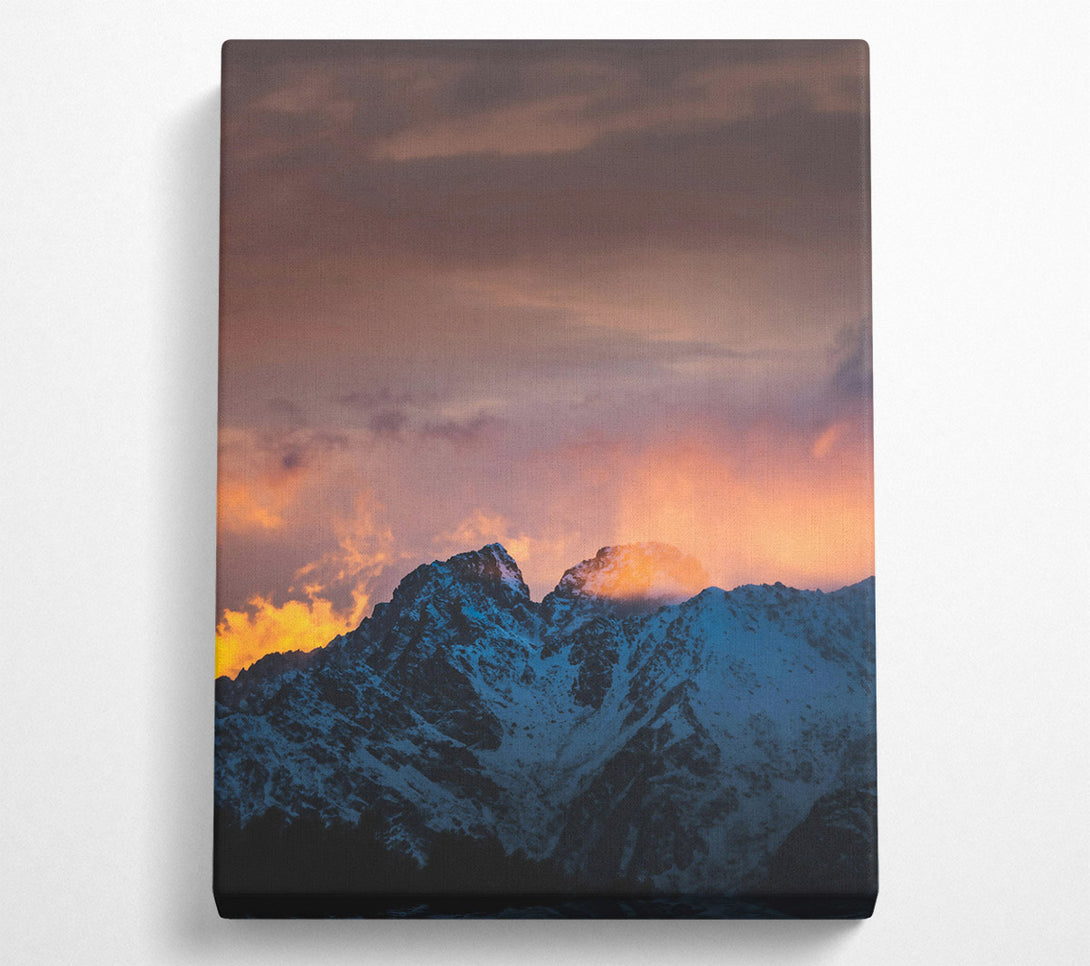  A Canvas Print of Orange Sky Mountains Canvas Wall Art