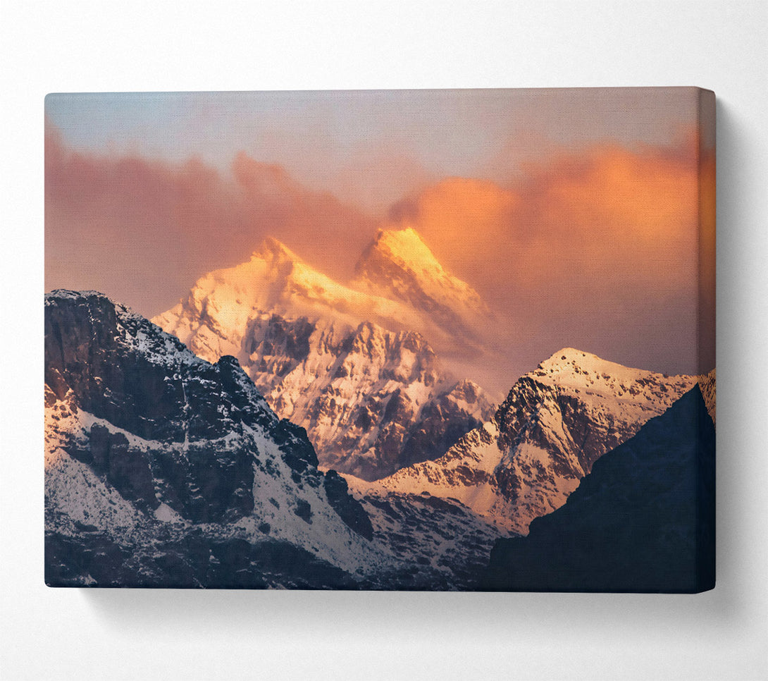  A Canvas Print of Golden Mountain Peaks Canvas Print