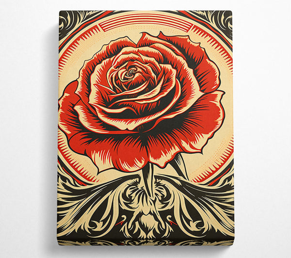  A Canvas Print of Rose Retro Canvas Art