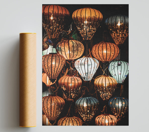 Illuminated Orange Lanterns Print
