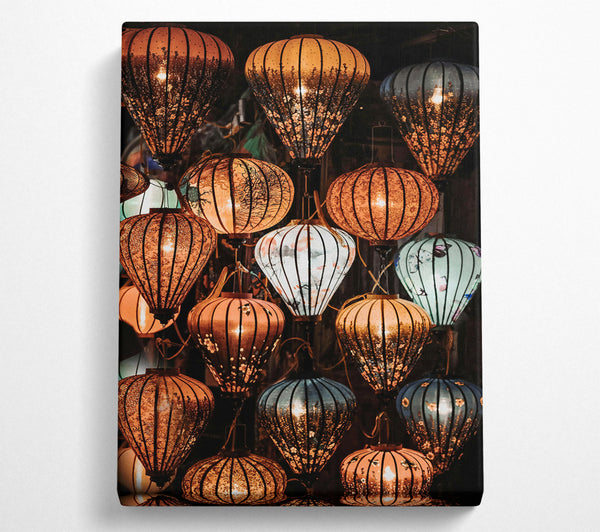  A Canvas Print of Illuminated Orange Lanterns Canvas Print