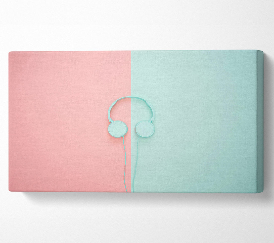  A Canvas Print of Mint Green Headphones Canvas Wall Art