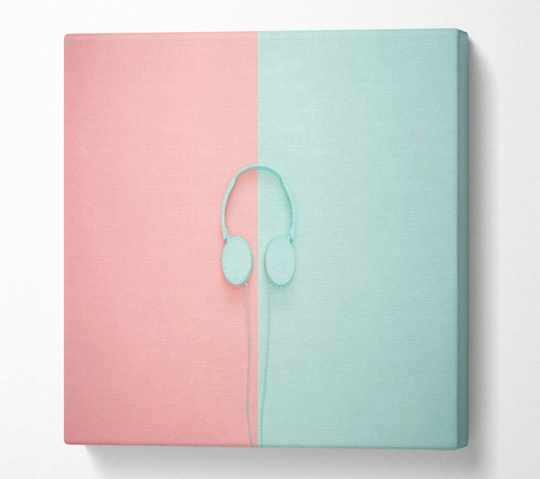  A Canvas Print of Mint Green Headphones Canvas Wall Art