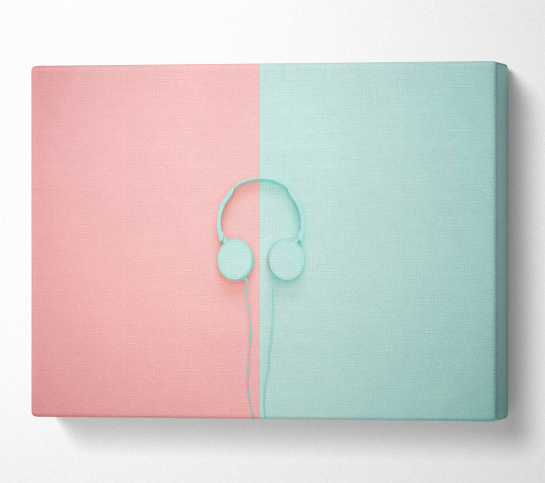  A Canvas Print of Mint Green Headphones Canvas Wall Art