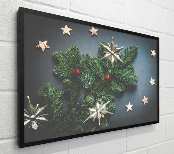 Silver Stars On Green