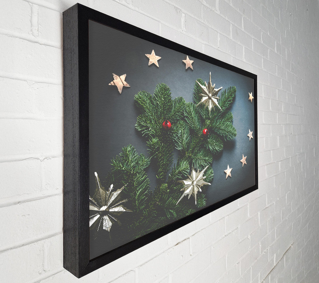  A Canvas Print of Silver Stars On Green Canvas Wall Art