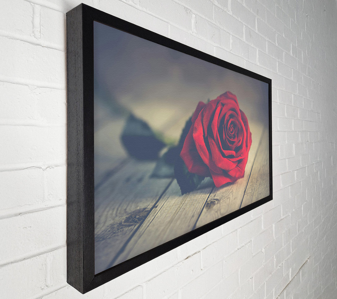  A Canvas Print of Crimson Rose On Wood Canvas Art