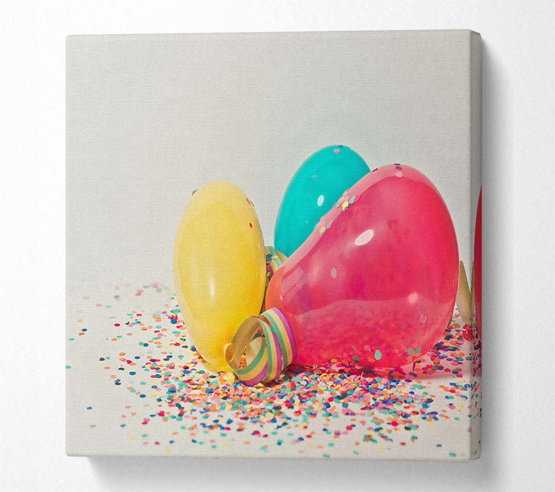  A Canvas Print of Pink Balloons And Confetti Canvas Art
