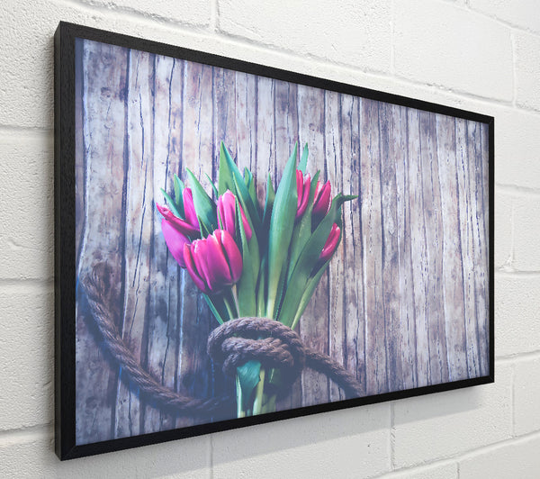 Pink Tulips On Wood