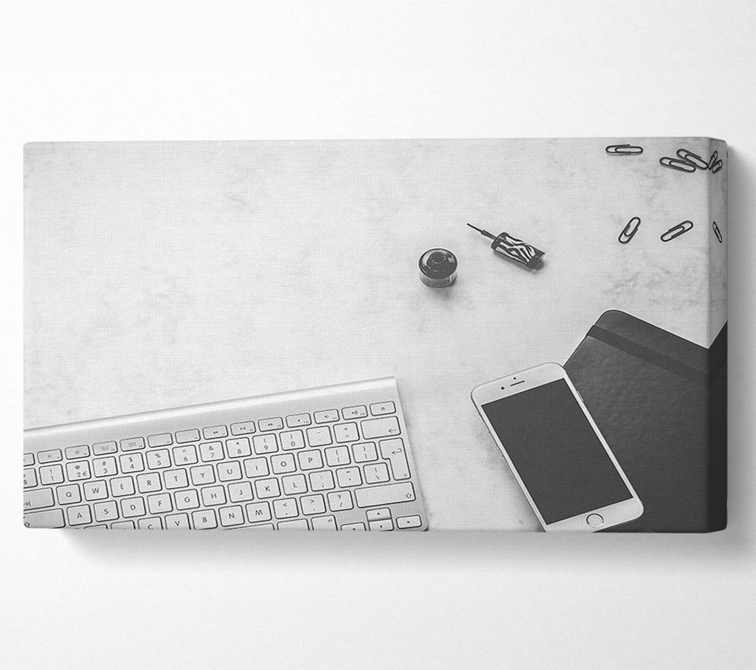  A Canvas Print of Silver Keys And Phone Canvas Wall Art