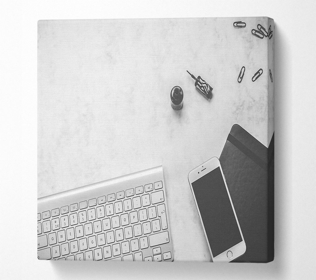  A Canvas Print of Silver Keys And Phone Canvas Wall Art