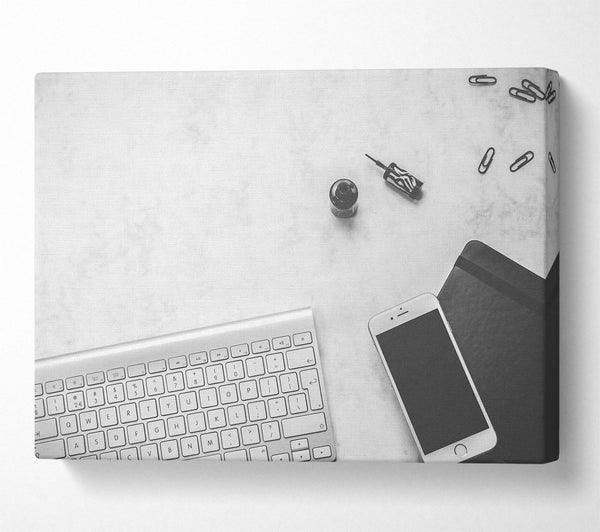  A Canvas Print of Silver Keys And Phone Canvas Wall Art