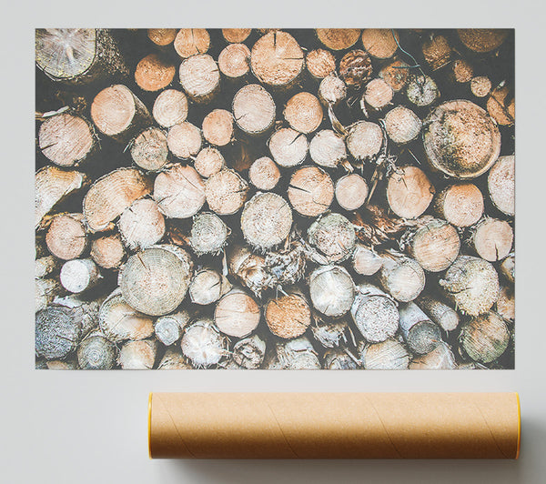 Stacked Brown Logs Print