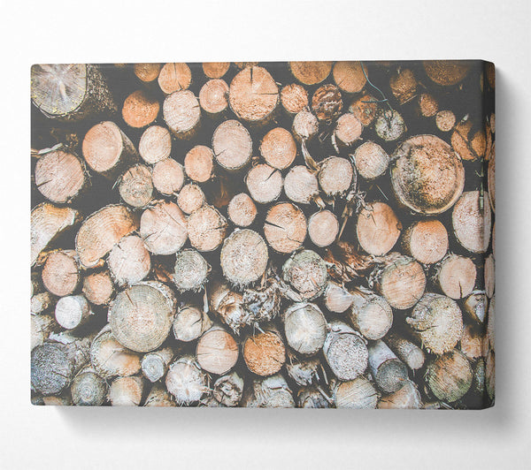  A Canvas Print of Stacked Brown Logs Canvas Art