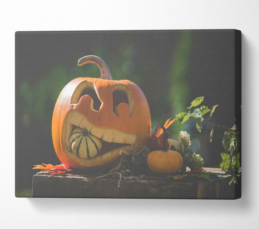  A Canvas Print of Orange Pumpkin Grinning Canvas Wall Art