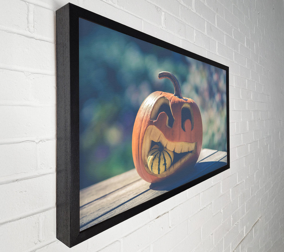  A Canvas Print of Orange Grinning Pumpkin Canvas Print