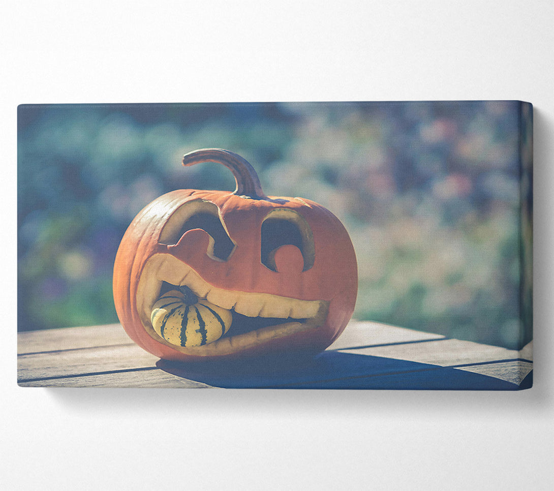  A Canvas Print of Orange Grinning Pumpkin Canvas Print