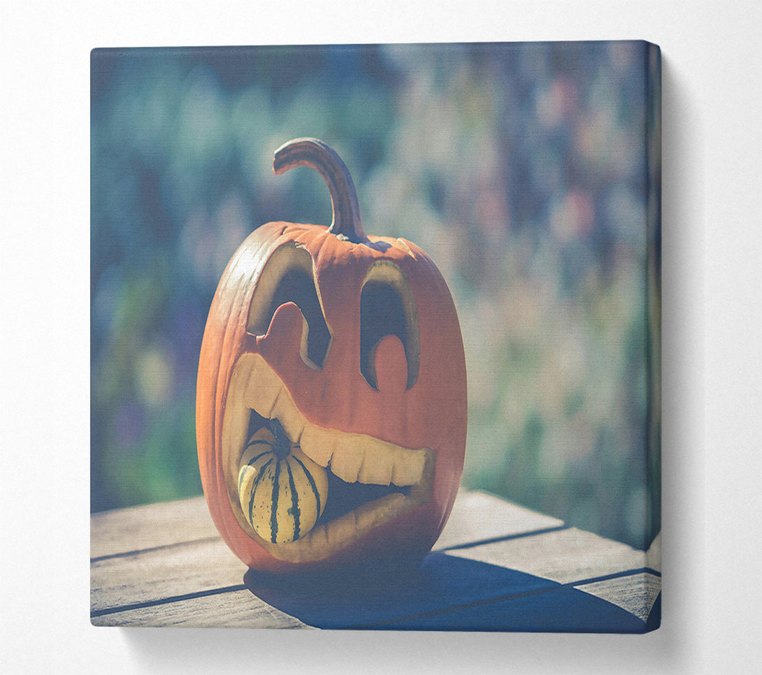  A Canvas Print of Orange Grinning Pumpkin Canvas Print