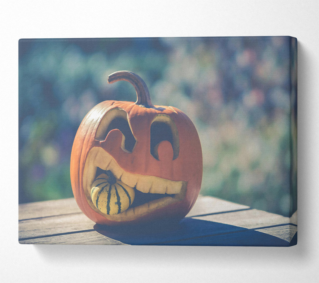  A Canvas Print of Orange Grinning Pumpkin Canvas Print