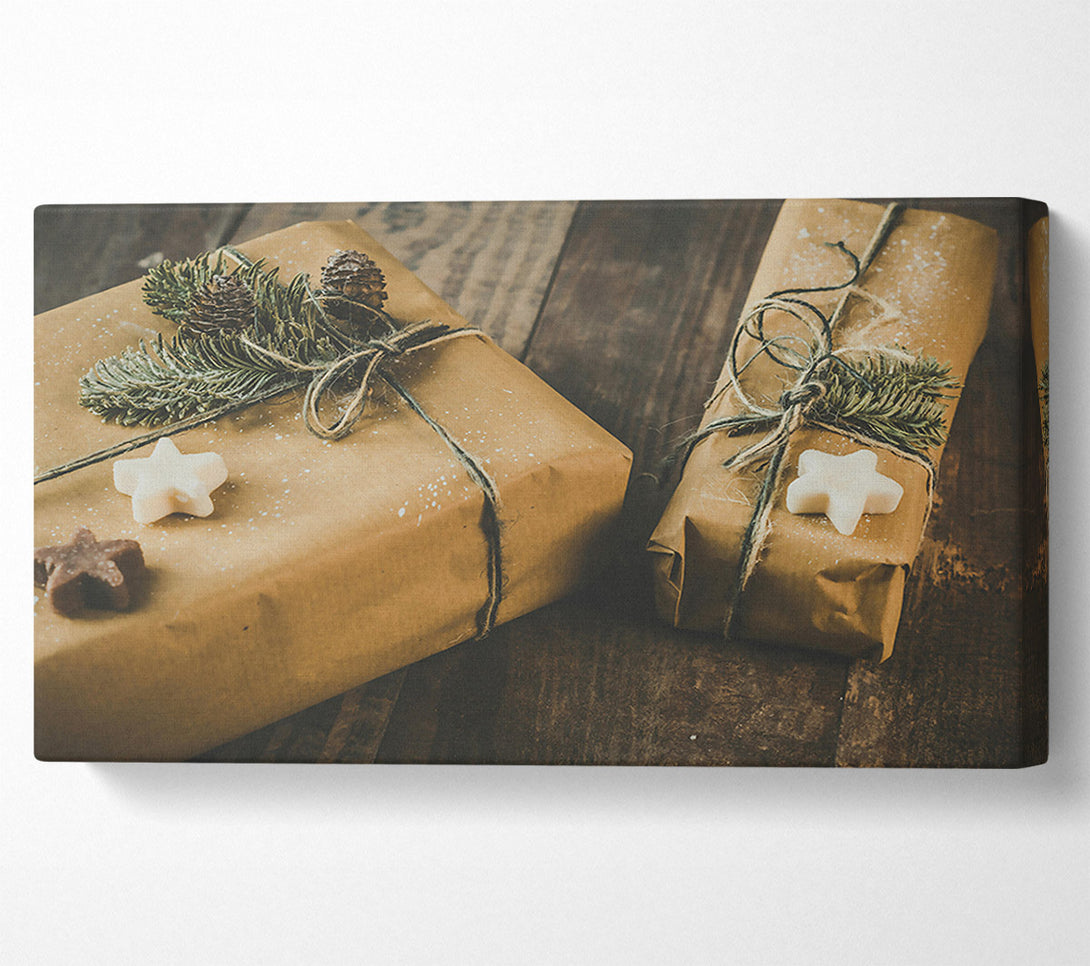  A Canvas Print of Brown Wrapped Gifts Canvas Print