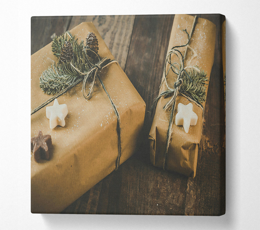  A Canvas Print of Brown Wrapped Gifts Canvas Print