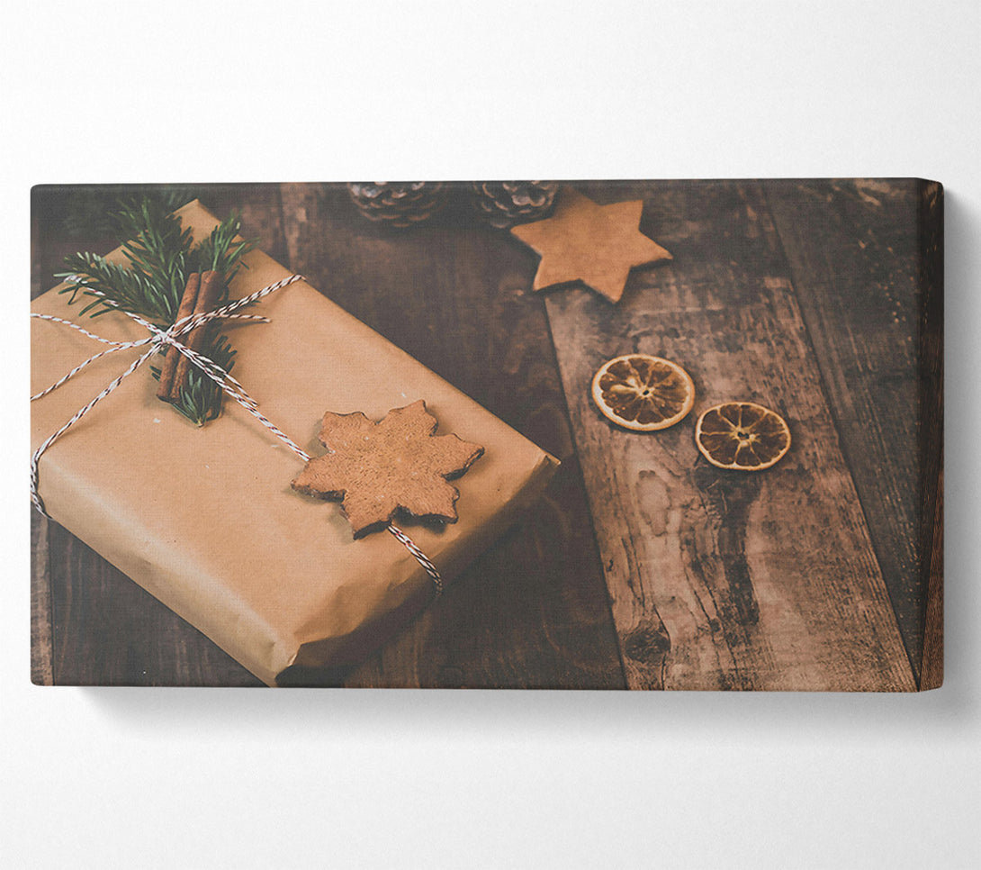  A Canvas Print of Rustic Brown Gift Box Canvas Wall Art