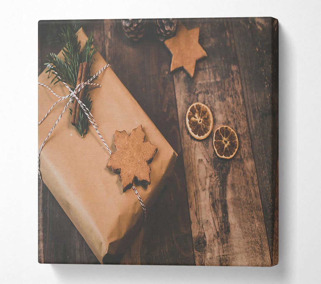  A Canvas Print of Rustic Brown Gift Box Canvas Wall Art