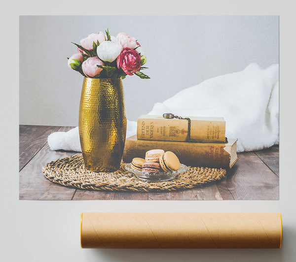 Gold Vase And Flowers Giclee Print