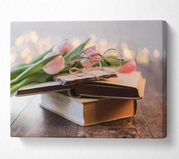  A Canvas Print of Pink Tulips & Glasses Canvas Art