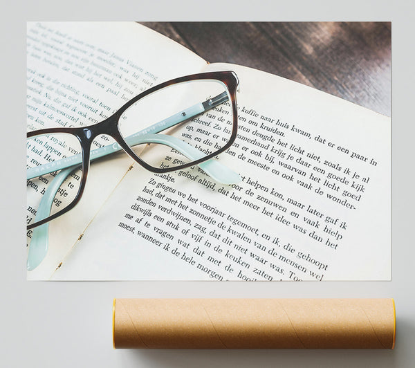 Brown Book And Glasses Giclee Print
