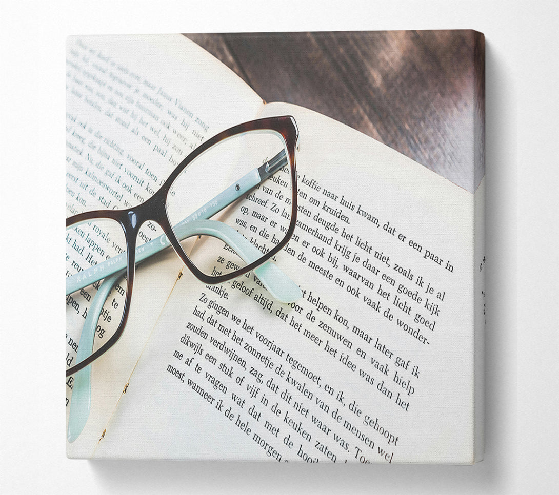  A Canvas Print of Brown Book And Glasses Canvas Art