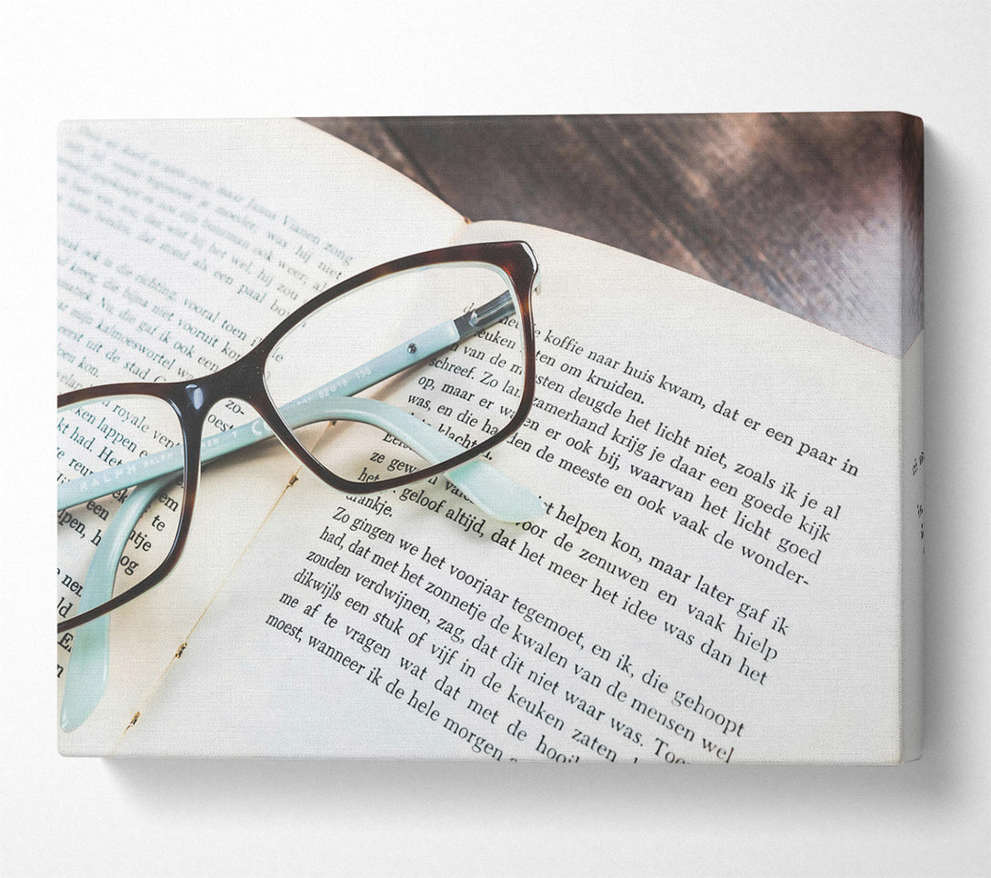  A Canvas Print of Brown Book And Glasses Canvas Art