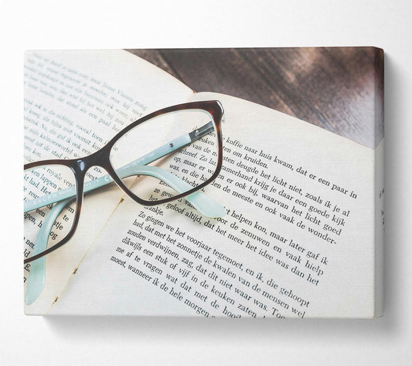  A Canvas Print of Brown Book And Glasses Canvas Art