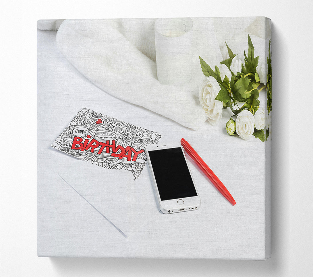  A Canvas Print of Red Birthday Wishes Canvas Wall Art