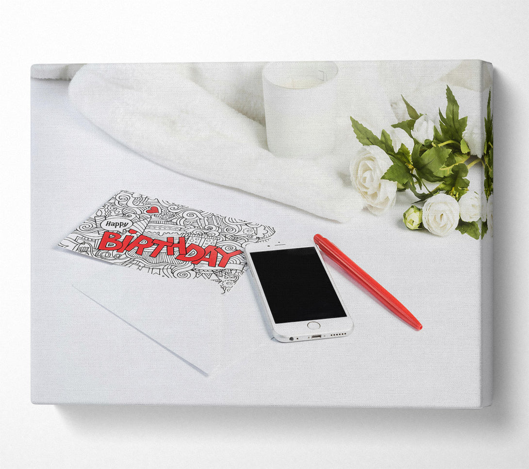  A Canvas Print of Red Birthday Wishes Canvas Wall Art