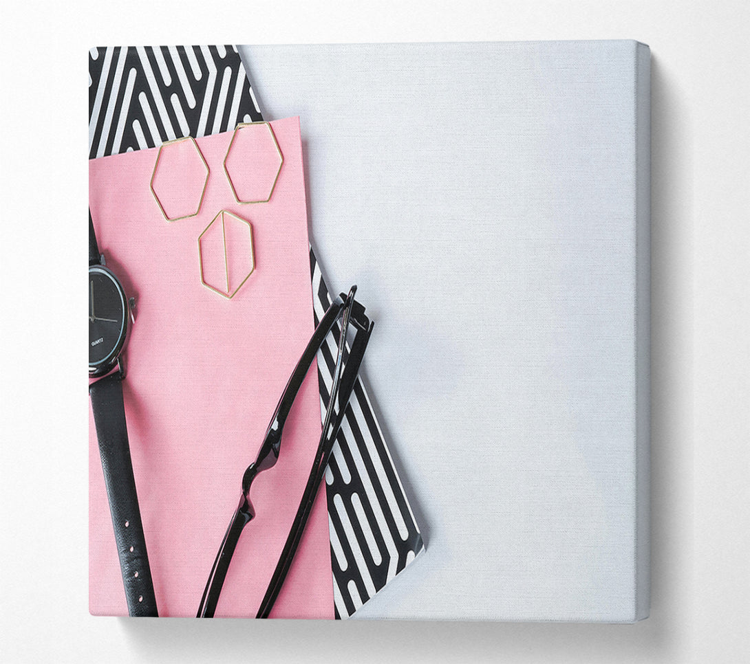  A Canvas Print of Pink & Black Abstract Canvas Wall Art