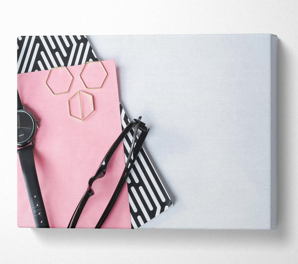  A Canvas Print of Pink & Black Abstract Canvas Wall Art