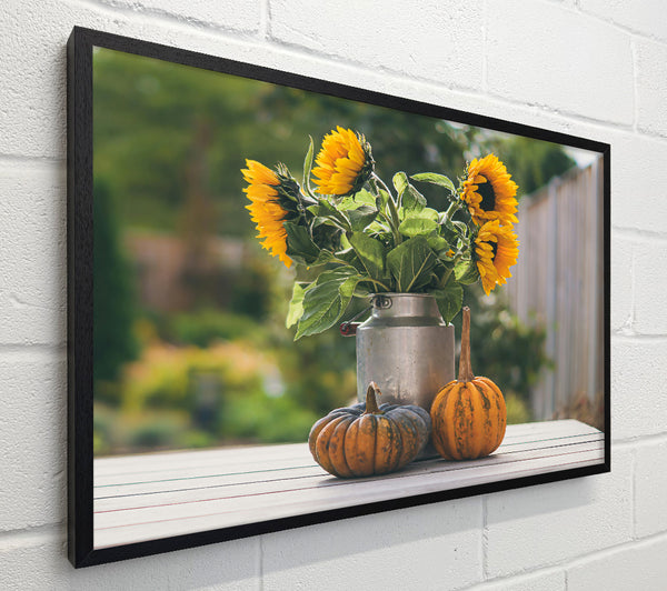 Golden Sunflowers And Pumpkins