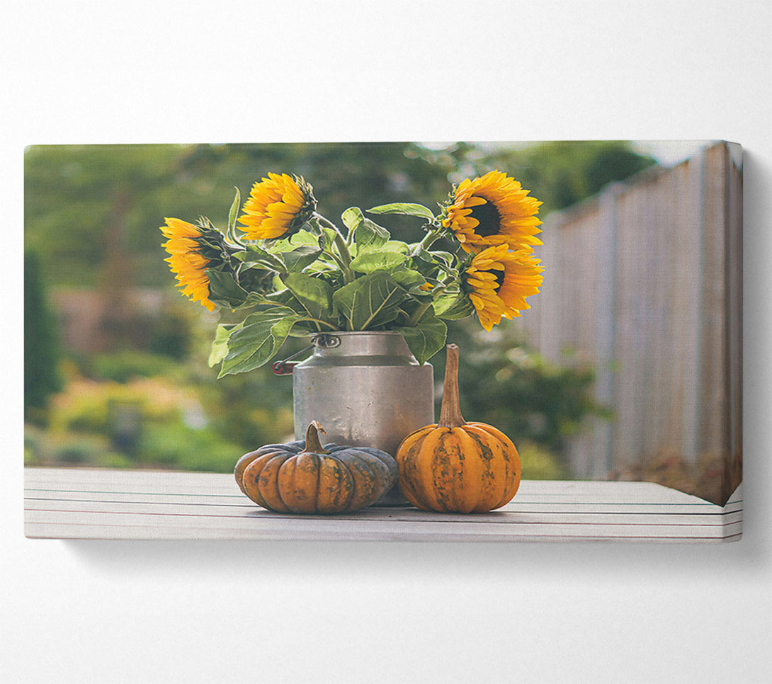  A Canvas Print of Golden Sunflowers And Pumpkins Canvas Art