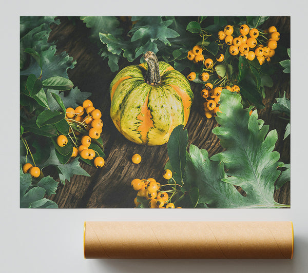Golden Gourd Amidst Green Giclee Print