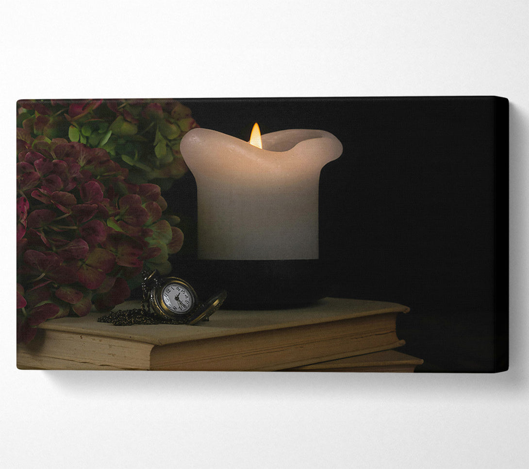 A Canvas Print of White Candle And Time Canvas Art