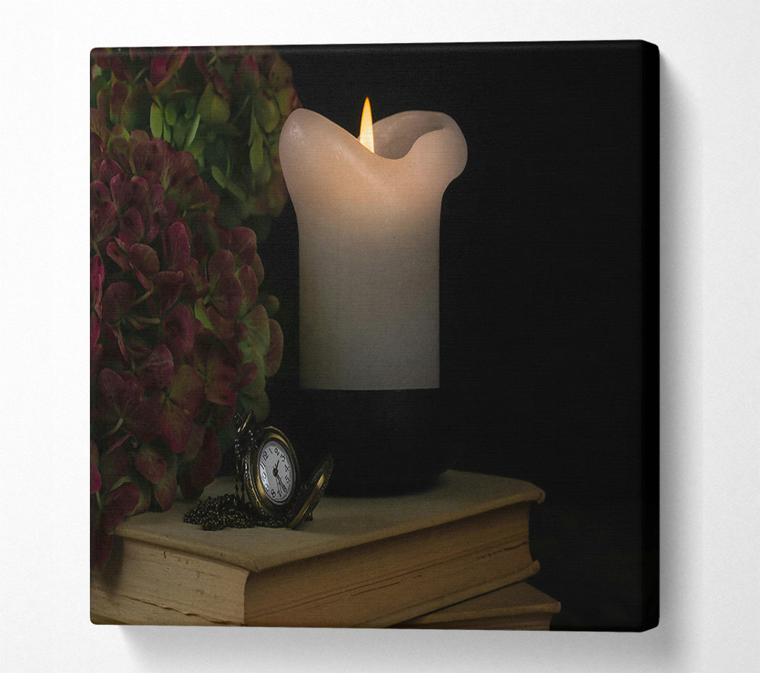  A Canvas Print of White Candle And Time Canvas Art