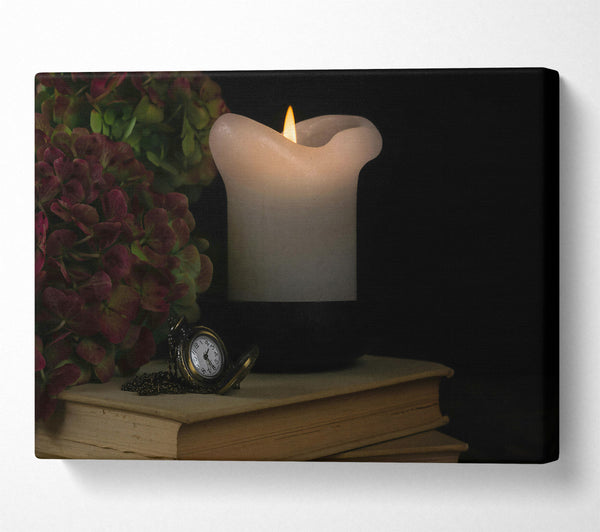  A Canvas Print of White Candle And Time Canvas Art