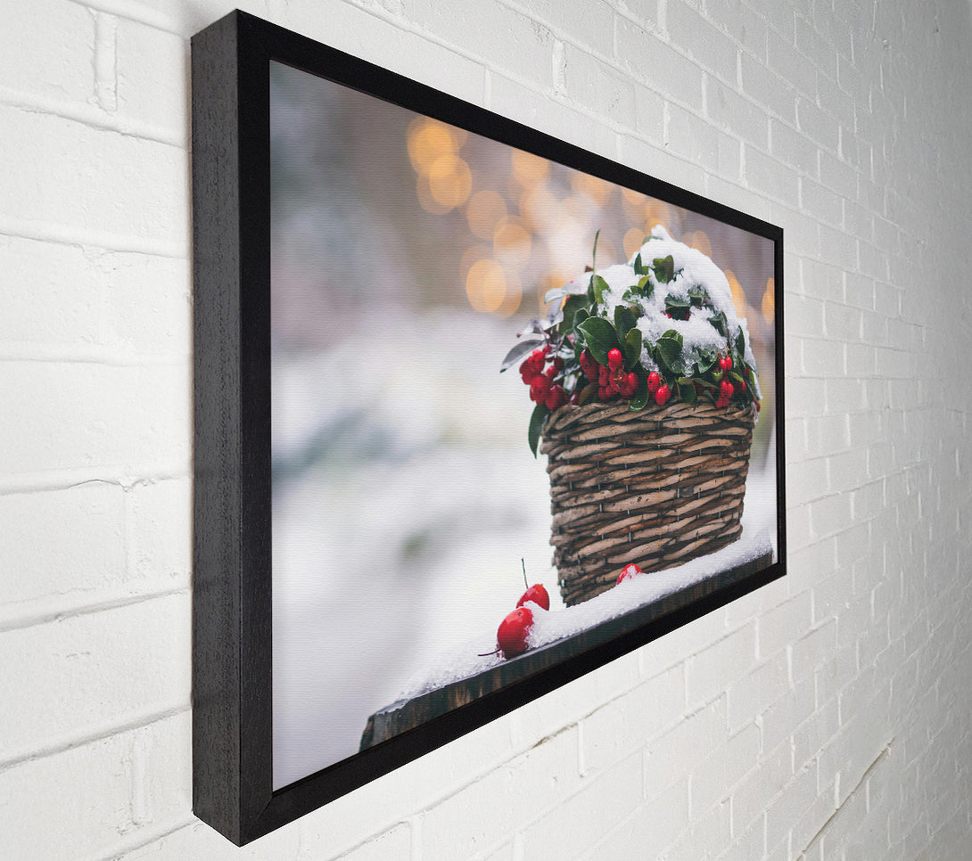  A Canvas Print of Red Berries In The Snow Canvas Art