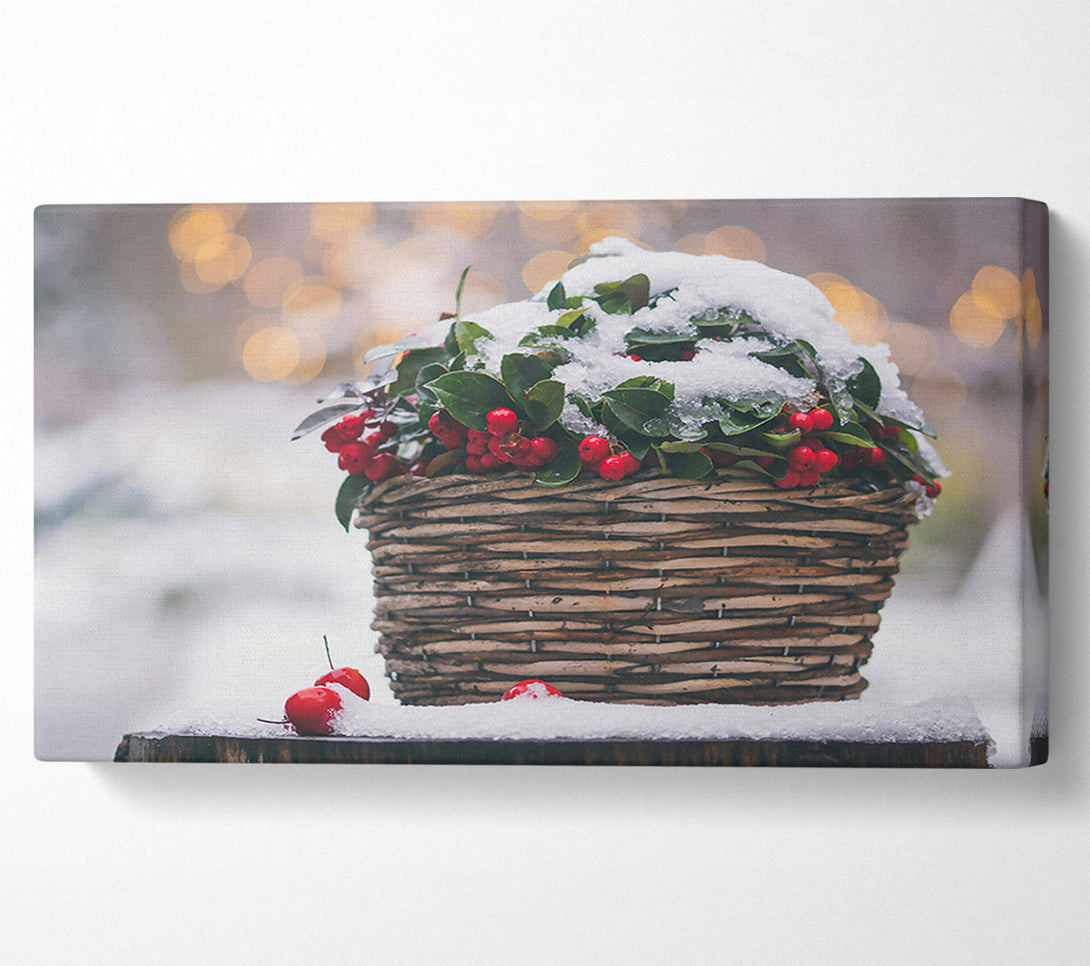  A Canvas Print of Red Berries In The Snow Canvas Art