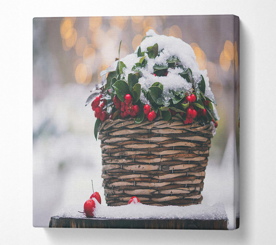  A Canvas Print of Red Berries In The Snow Canvas Art