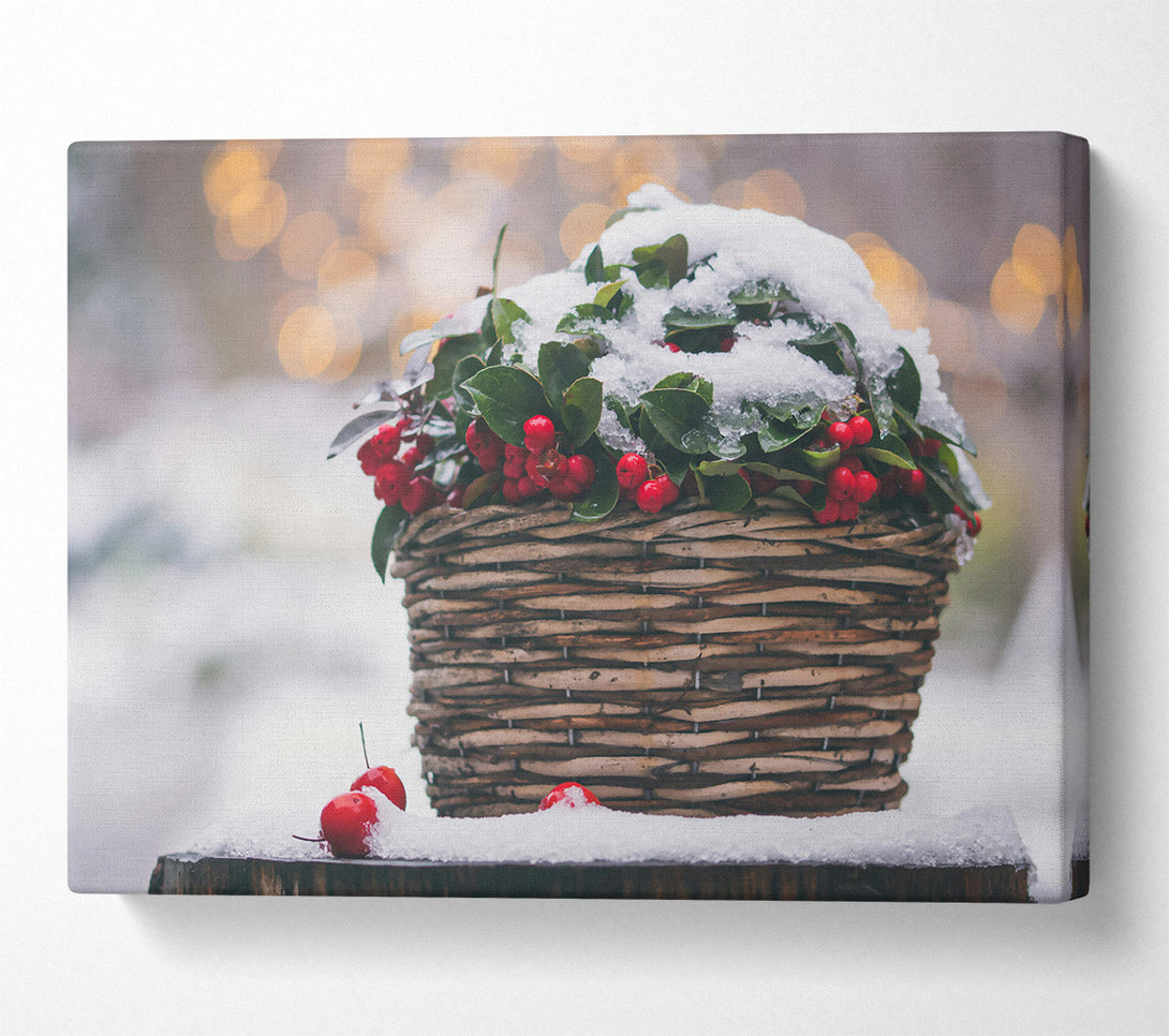  A Canvas Print of Red Berries In The Snow Canvas Art