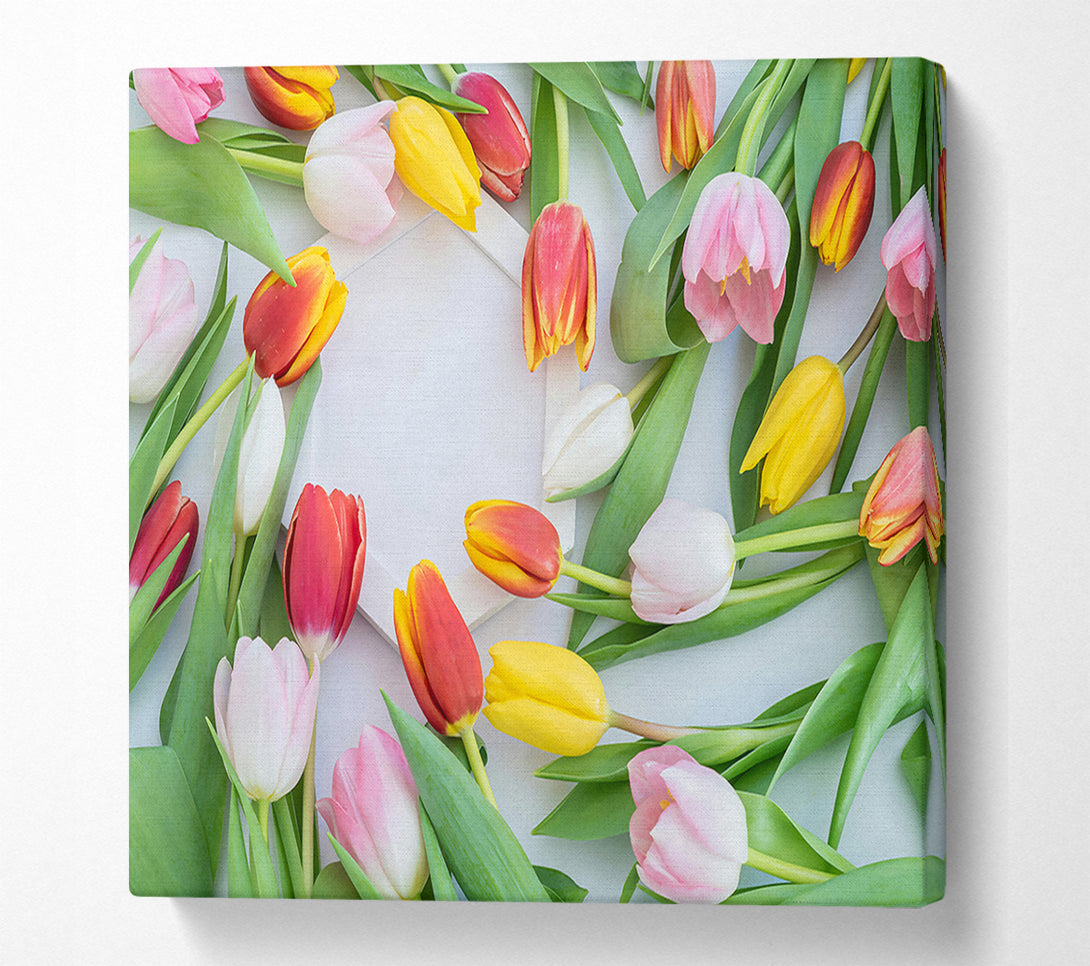  A Canvas Print of Pink Tulips Bloom Canvas Print