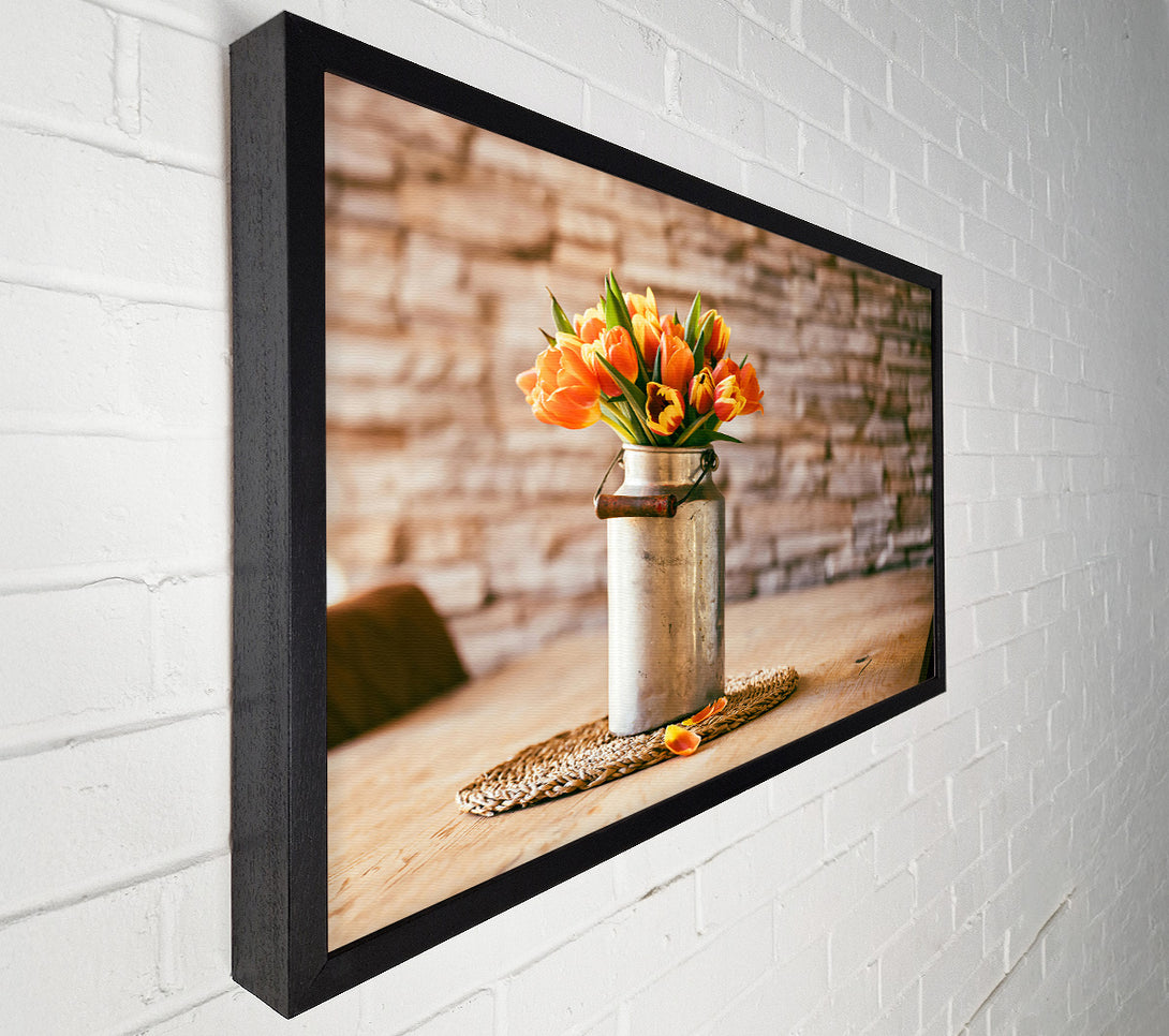  A Canvas Print of Orange Tulips In Tin Canvas Art